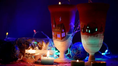 Christmas Candles With Lights Stock-Footage 83192849