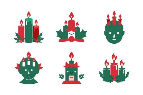 Christmas Candles vector elements icon set Stock Illustration