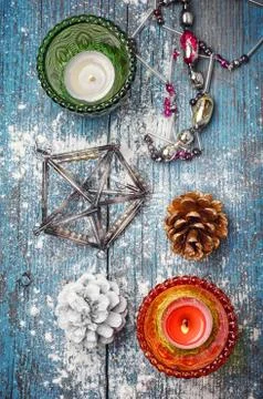 Christmas candlestick Stock Photos