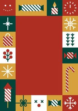 Christmas Candy and Snowflake Border with Red Center Space for Holiday Gree.. Stock Illustration