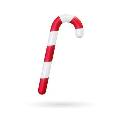 Christmas Candy cane 3d. Vector illustration. Realistic red and white striped 스톡 일러스트