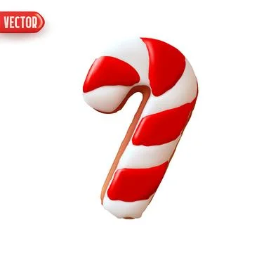 Christmas Candy cane biscuit red and white color. Realistic 3d cartoon styl.. Stock Illustration