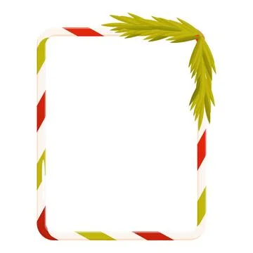 Christmas candy cane border with pine branch holiday frame Stock Illustration
