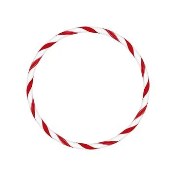 Christmas candy cane circle frame with red white twisted stripes, vector ring Stock Illustration