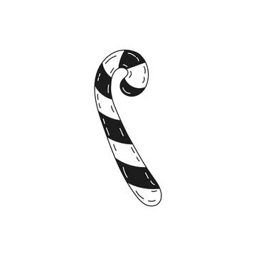 Christmas candy cane in doodle style Stock Illustration