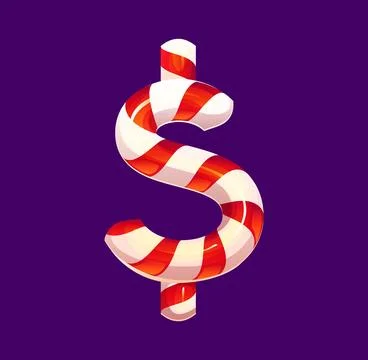Christmas candy cane font punctuation dollar sing Stock Illustration