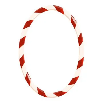 Christmas candy cane forming a circle frame on white background Stock Illustration