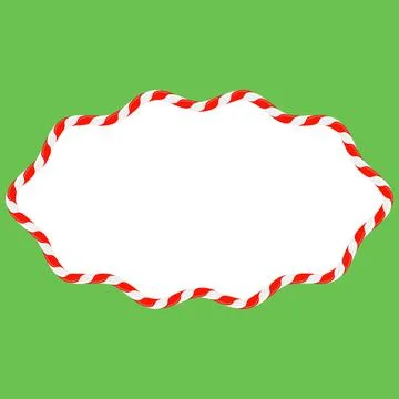 Christmas candy cane frame with red and white stripes on green background. Xm Illustrazione stock