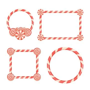Christmas candy cane frame set for decoration and design Stock Illustration