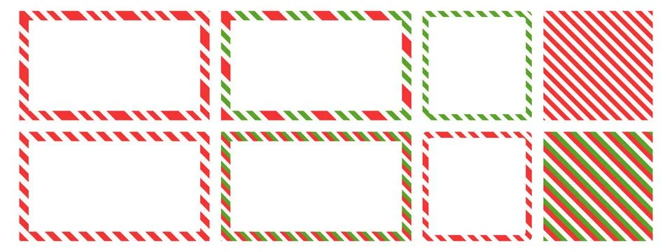 Christmas candy cane frame set. Red, white, and green lollipop borders for .. Stock Illustration