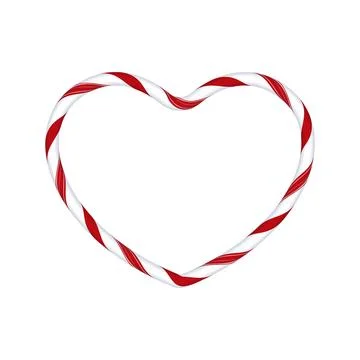 Christmas candy cane heart frame with red white twisted stripes, vector romantic Stockillustratie