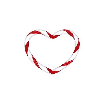 Christmas candy cane heart frame with red white twisted stripes, vector romantic Stockillustratie