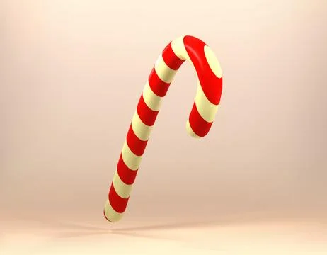 Christmas candy cane isolated 3d illustration of walking stick dessert with.. Stock Illustration