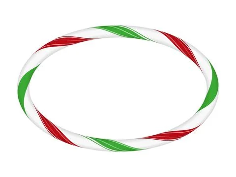 Christmas candy cane oval frame from red, white and green twisted stripes Stock Illustration