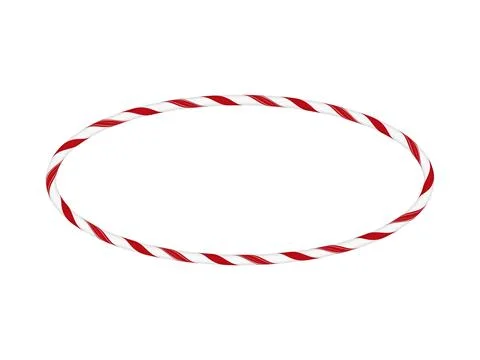 Christmas candy cane oval frame with red white twisted stripes, vector round 스톡 일러스트