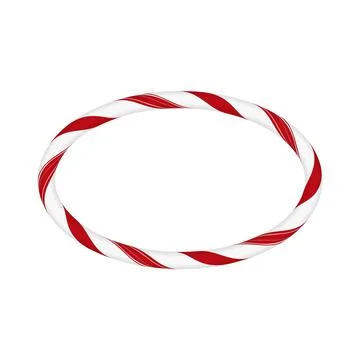 Christmas candy cane oval frame with red white twisted stripes, vector festive 스톡 일러스트