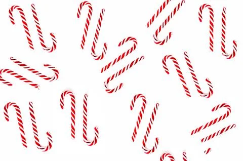 Christmas candy cane pattern on blue white background. Flat lay and top view Foto stock