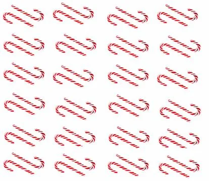 Christmas candy cane pattern on blue white background. Flat lay and top view Stock Photos