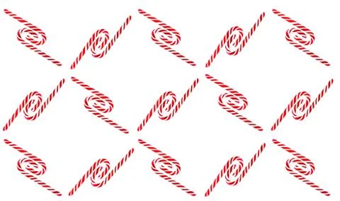 Christmas candy cane pattern on blue white background. Flat lay and top view 库存照片