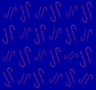 Christmas candy cane pattern on blue background. Flat lay and top view Foto stock