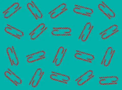 Christmas candy cane pattern on green background. Flat lay and top view Stock-Fotos