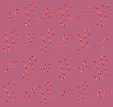 Christmas candy cane pattern on pink background. Flat lay and top view Stock Photos
