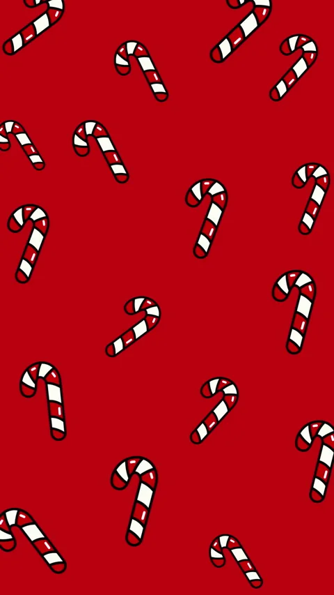 Christmas Candy Cane Pattern on Red Background. Stock Footage 325011039
