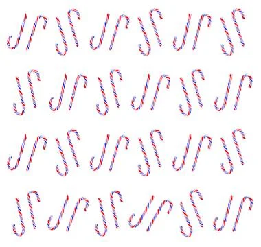 Christmas candy cane pattern on white background. Flat lay and top view Stock Illustration