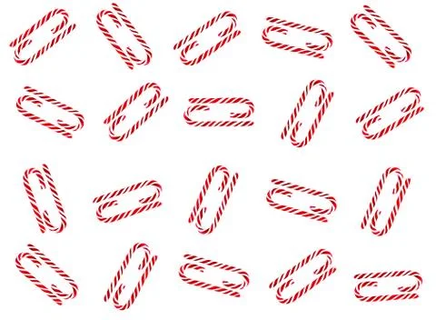 Christmas candy cane pattern on white background. Flat lay and top view Foto stock