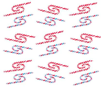 Christmas candy cane pattern on white background. Flat lay and top view Stock Photos