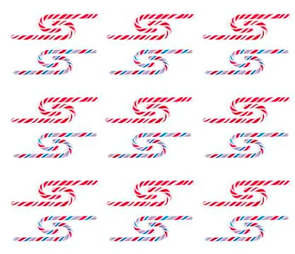 Christmas candy cane pattern on white background. Flat lay and top view Stock Photos