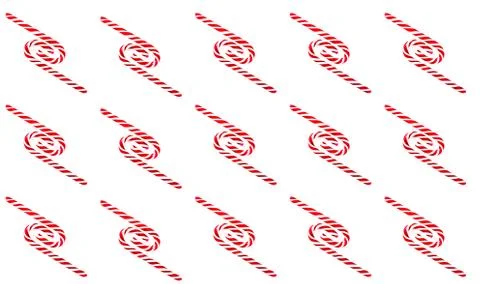 Christmas candy cane pattern on white background. Flat lay and top view Foto stock