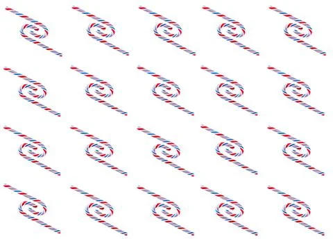Christmas candy cane pattern on white background. Flat lay and top view Foto stock