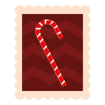 Christmas candy cane postage stamp celebrating holidays 库存插图