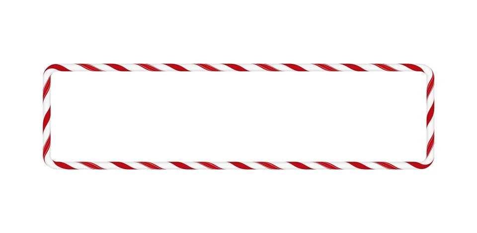Christmas candy cane rectangle frame with red white twisted stripes, vector New Stockillustratie