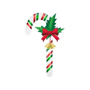 Christmas candy cane with red bow. 스톡 일러스트