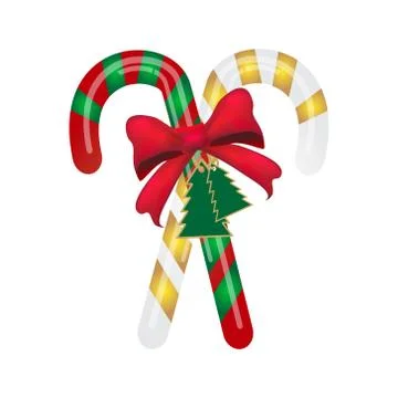 Christmas candy cane with red bow. 스톡 일러스트