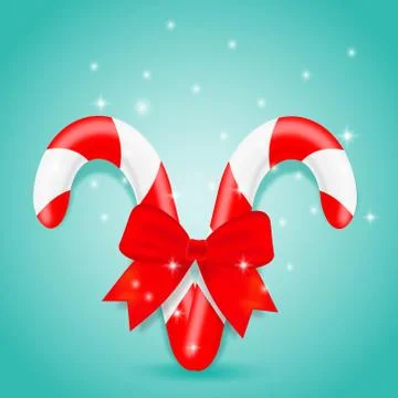 Christmas candy cane with red bow Stock Illustration