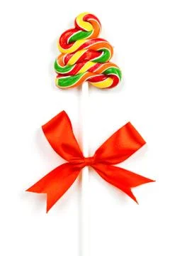 Christmas Candy Cane with Red Bow Stock-Fotos
