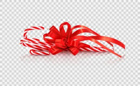 Christmas candy cane with red bow isolated Stock Photos