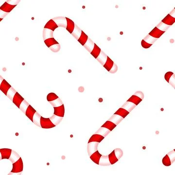 Christmas candy cane red dot seamless pattern flat Stock Illustration