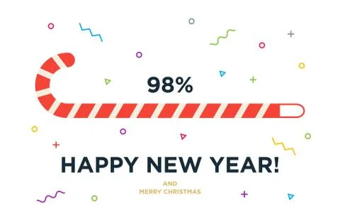 Christmas Candy Cane with Red Loading bar isolated on white Stock Illustration