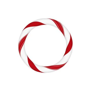 Christmas candy cane ring frame with red white twisted stripes, vector round 스톡 일러스트