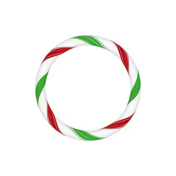 Christmas candy cane ring frame with red, white and green twisted stripes 스톡 일러스트