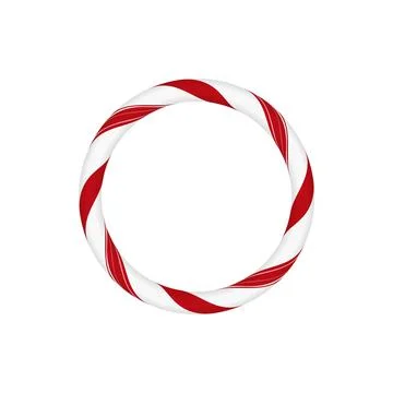 Christmas candy cane ring frame with red white twisted stripes, vector round 스톡 일러스트