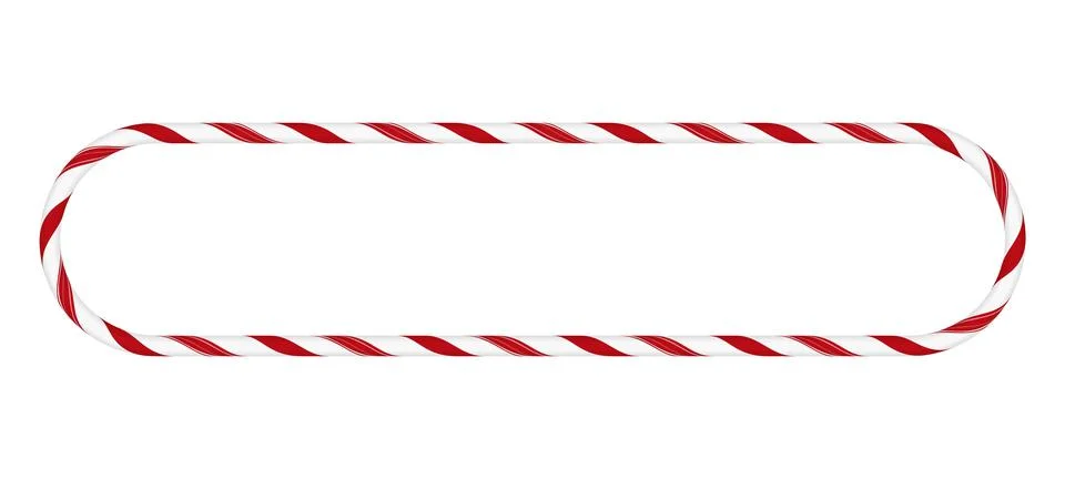 Christmas candy cane round rectangle frame with red white twisted stripes Stock Illustration