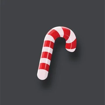 Christmas candy cane with shadow isolated on grey background. Xmas Stripped Stock Illustration
