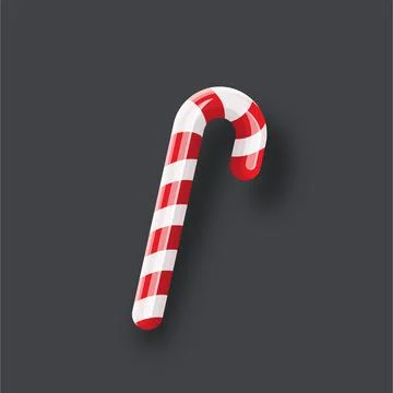 Christmas candy cane with shadow isolated on grey background. Xmas Stripped Stock Illustration
