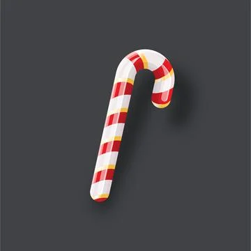 Christmas candy cane with shadow isolated on grey background. Xmas Stripped Stock Illustration