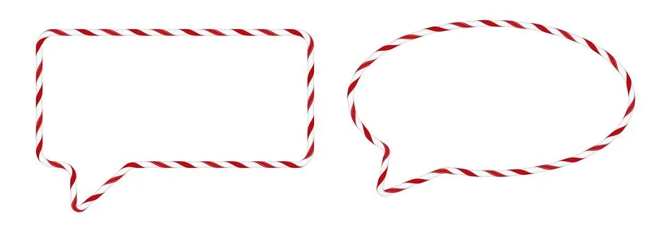 Christmas candy cane speech bubble with red and white twisted stripes, chatting Illustrazione stock